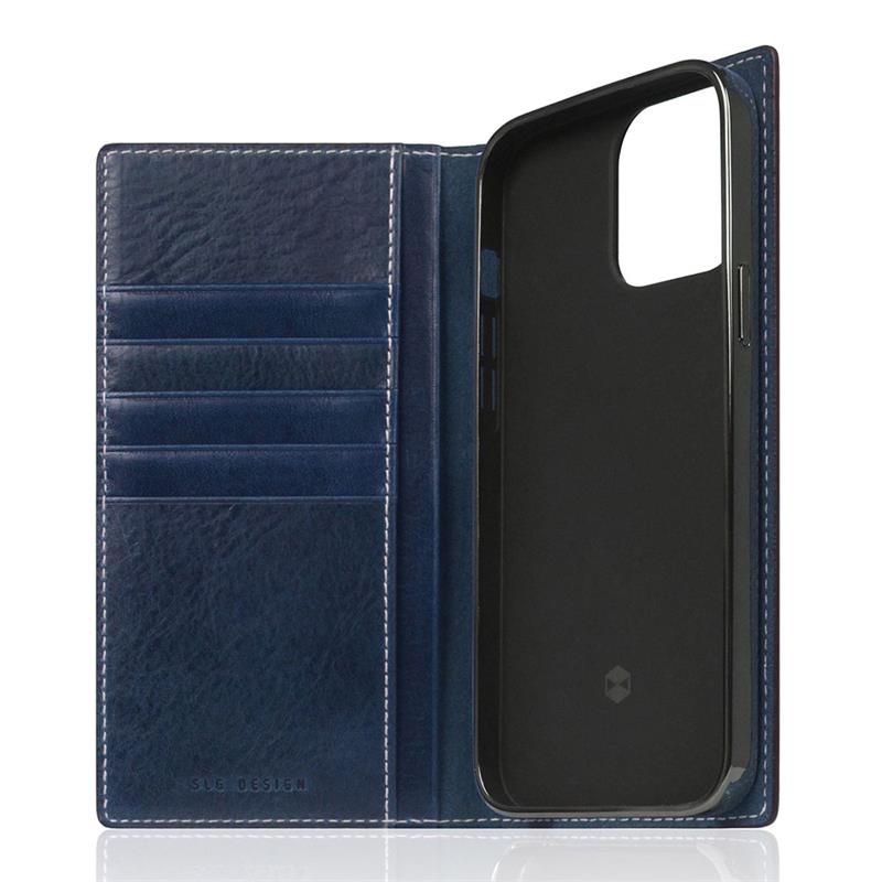 SLG Design puzdro D+ Italian Temponata Leather pre iPhone 14 Pro Max - Blue 