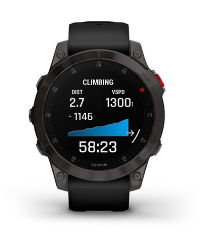Garmin epix (Gen 2), Sapphire, Black, Carbone Gray DLC Titanium, Silicone Band 