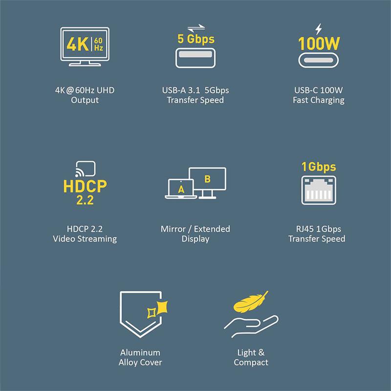 Adam Elements CASA A01s USB-C 4K 6-in-1 Hub  - Grey 