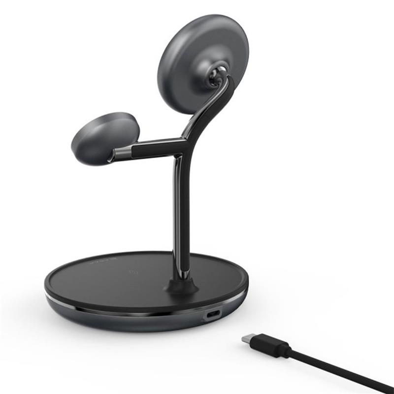 Adam Elements Omnia M3+ Magnetic 3-in-1 Wireless Charging Station + Charger - Black 