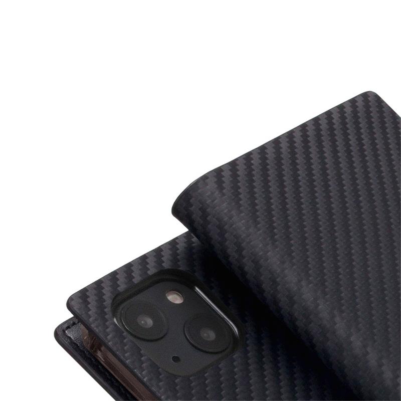 SLG Design puzdro D+ Italian Carbon Leather Diary pre iPhone 14 - Black 