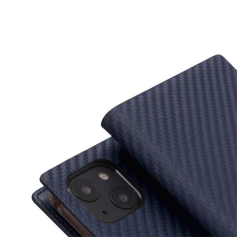 SLG Design puzdro D+ Italian Carbon Leather Diary pre iPhone 14 - Navy 