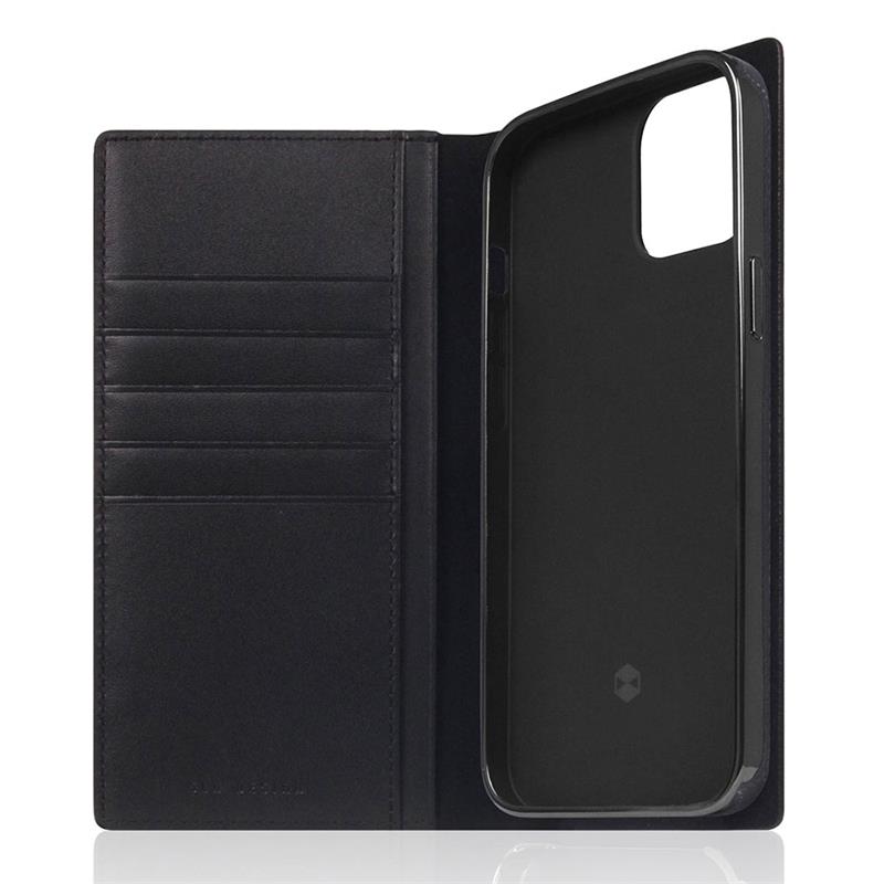 SLG Design puzdro D+ Italian Carbon Leather Diary pre iPhone 14 Plus - Black 
