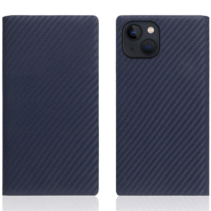 SLG Design puzdro D+ Italian Carbon Leather Diary pre iPhone 14 Plus - Navy 