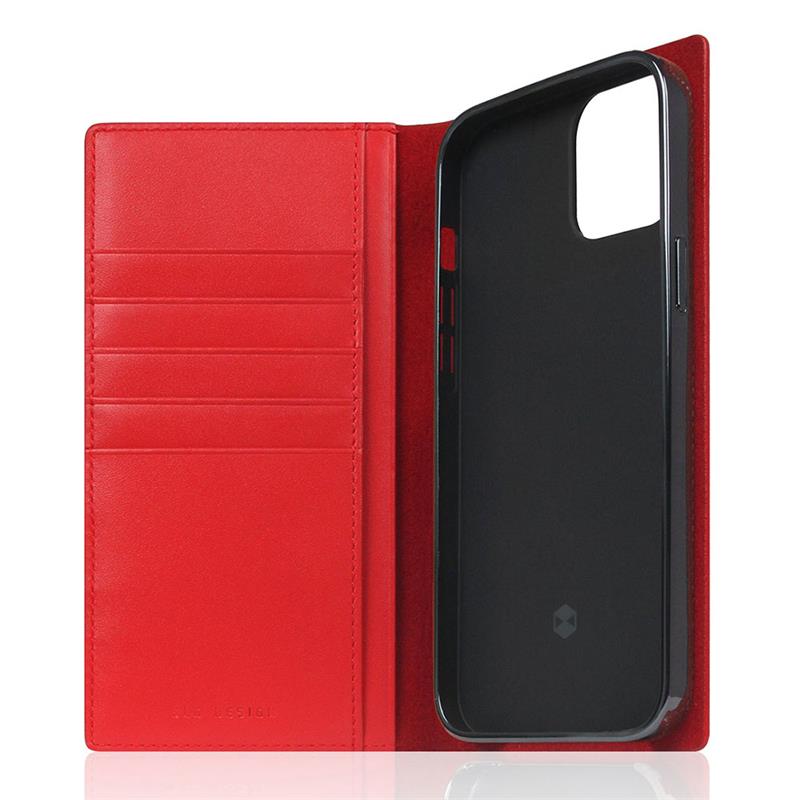 SLG Design puzdro D+ Italian Carbon Leather Diary pre iPhone 14 Plus - Red 