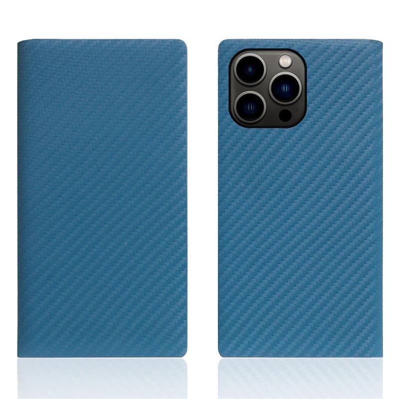 SLG Design puzdro D+ Italian Carbon Leather Diary pre iPhone 14 Pro - Blue 