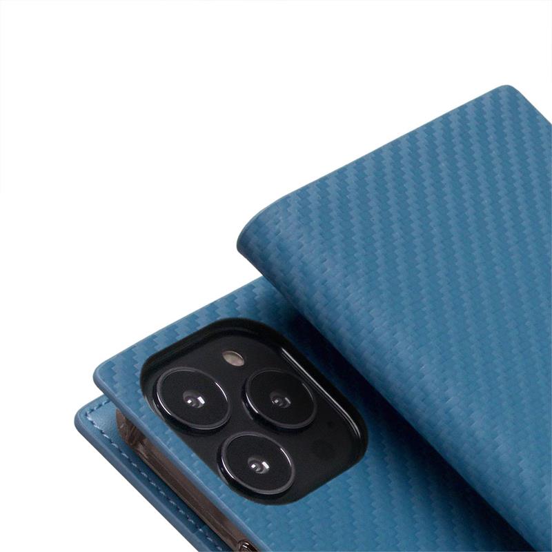 SLG Design puzdro D+ Italian Carbon Leather Diary pre iPhone 14 Pro - Blue 
