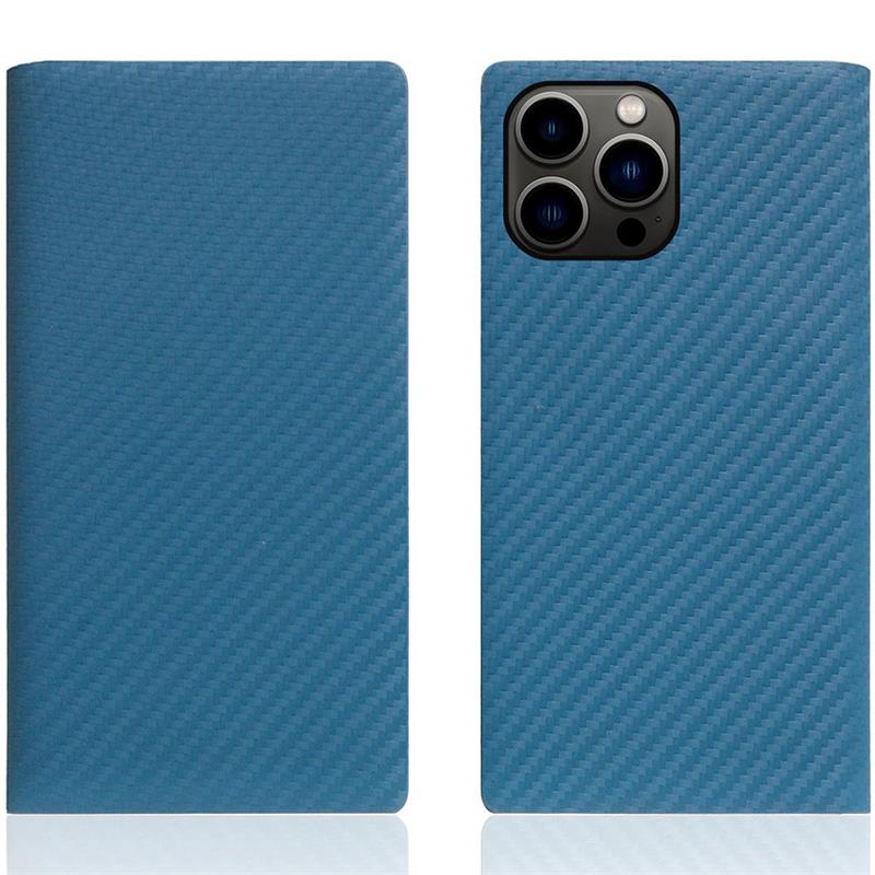 SLG Design puzdro D+ Italian Carbon Leather Diary pre iPhone 14 Pro Max - Blue 