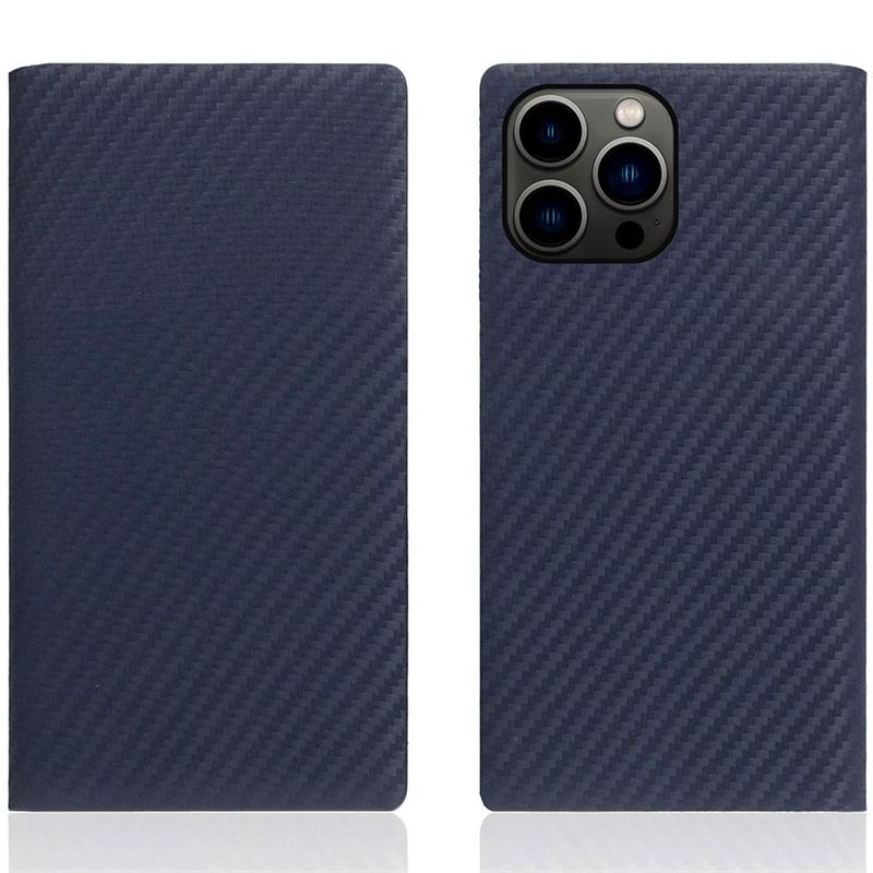 SLG Design puzdro D+ Italian Carbon Leather Diary pre iPhone 14 Pro Max - Navy 