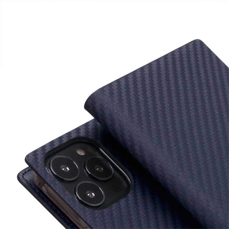 SLG Design puzdro D+ Italian Carbon Leather Diary pre iPhone 14 Pro Max - Navy 