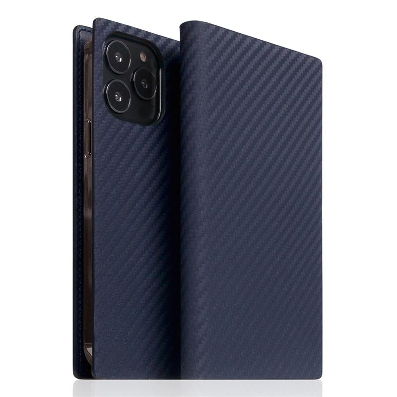 SLG Design puzdro D+ Italian Carbon Leather Diary pre iPhone 14 Pro Max - Navy 