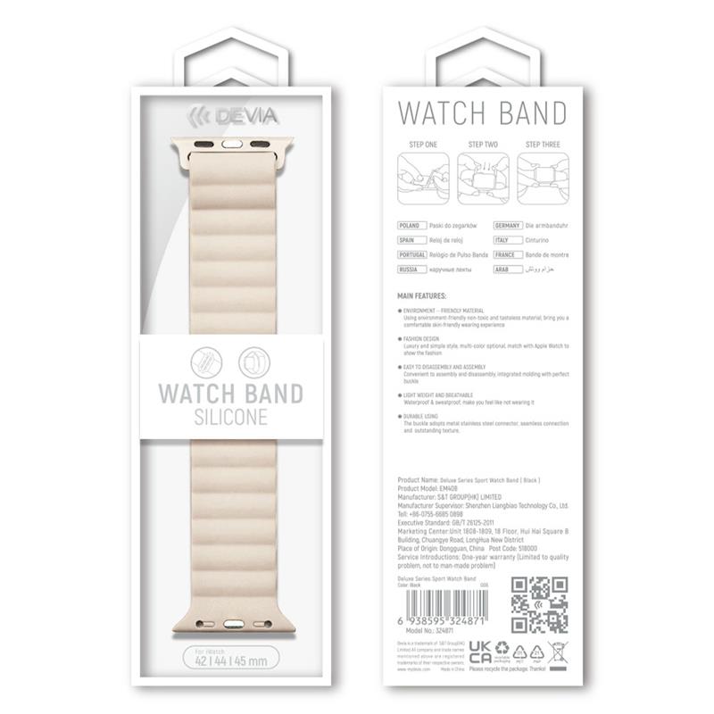 Devia remienok Deluxe Series Sport3 Silicone Magnet Band 44/45/46mm - Starlight 