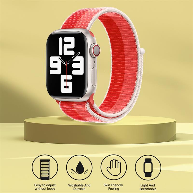 Devia remienok Nylon Braided Two-Tone Loop pre Apple Watch 44/45/46mm - Peony 