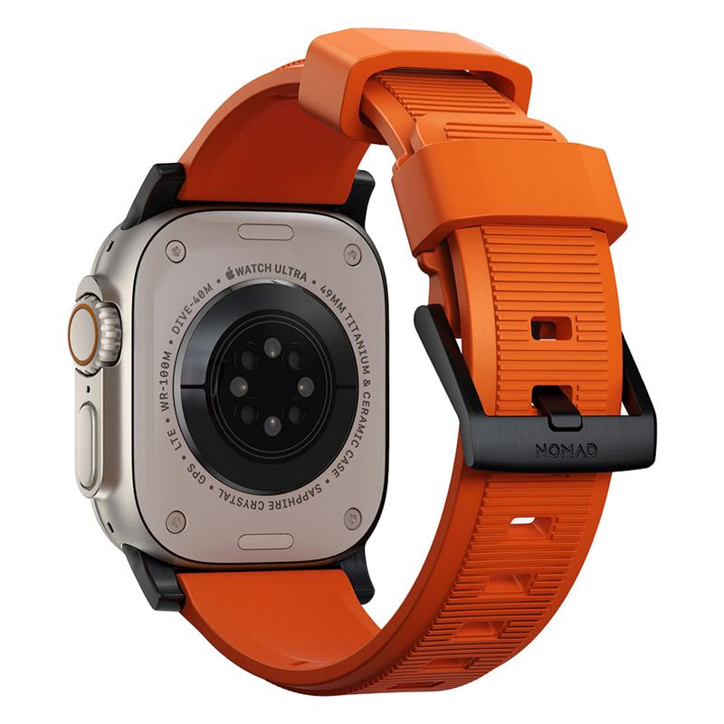 Nomad remienok Rugged Strap pre Apple Watch 44/45/49mm - Ultra Orange/Black Hardware 