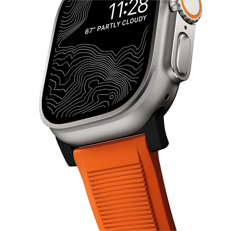 Nomad remienok Rugged Strap pre Apple Watch 44/45/49mm - Ultra Orange/Black Hardware 