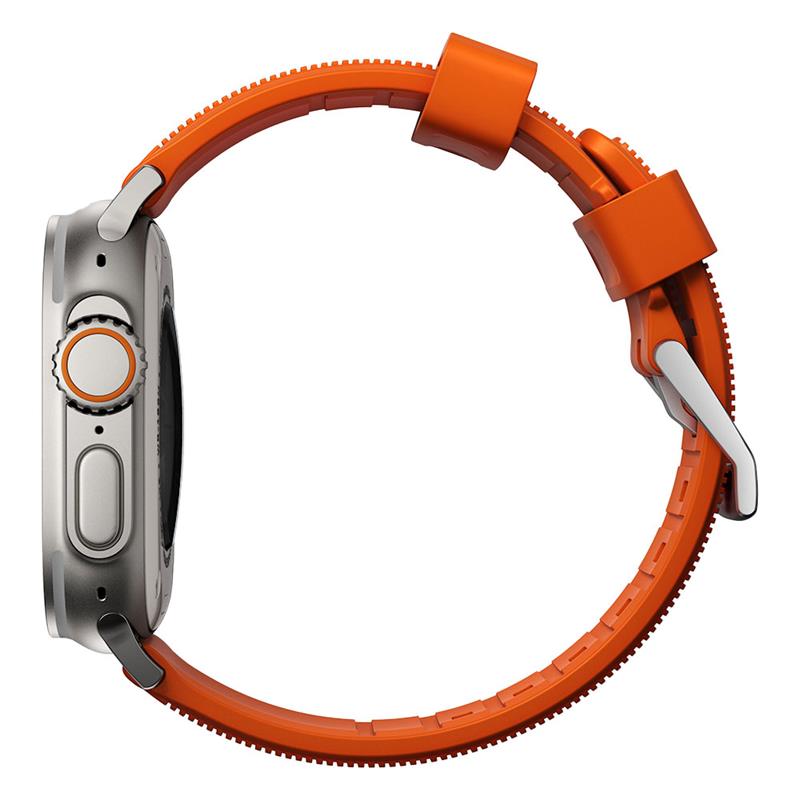Nomad remienok Rugged Strap pre Apple Watch 44/45/49mm - Ultra Orange/Silver Hardware 