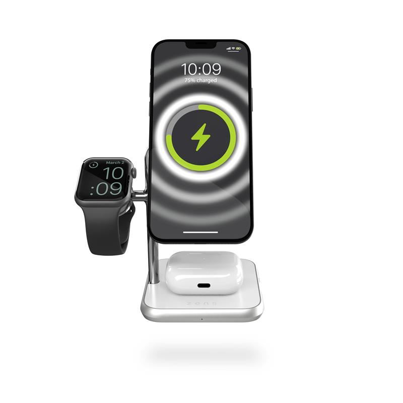 ZENS 4-in-1 MagSafe + Watch Wireless Charging Station - White 