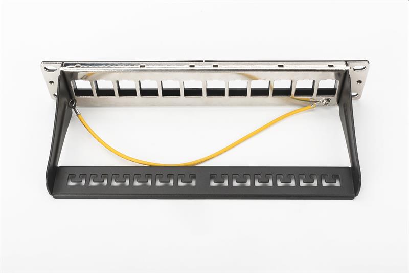 DIGITUS 10" modulárny patch panel 12port 1U vhodný pre UTP i STP keystony, čierny RAL9005 