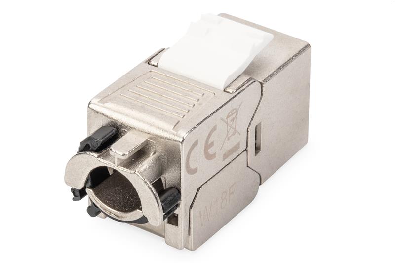 DIGITUS Keystone Cat6A, tieneny STP, tool free, cable management, strieborný, 24pack 