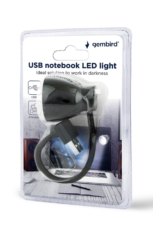 USB lampička k notebooku GEMBIRD NL-02, flexibilný, čierna 