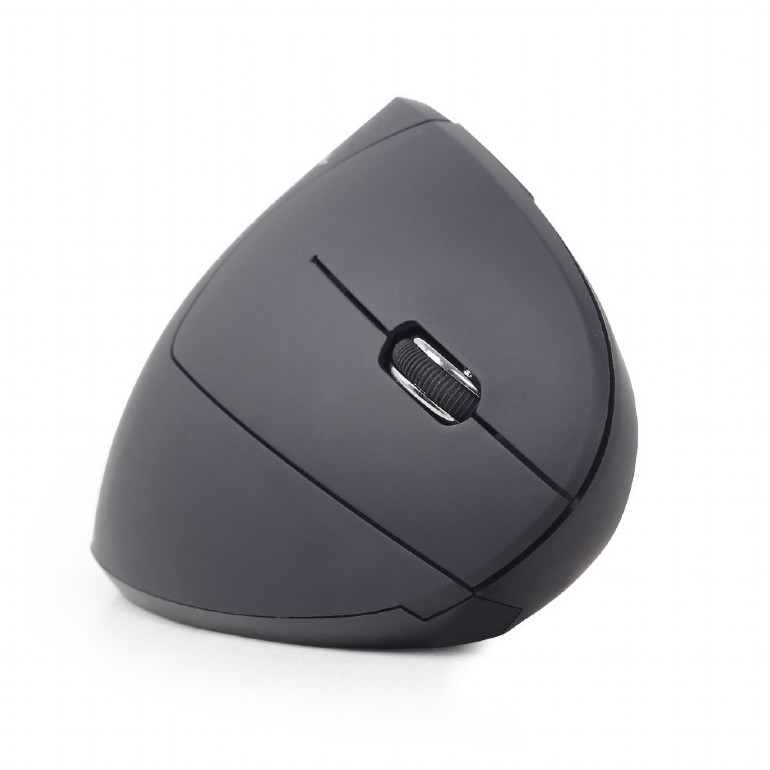 Myš GEMBIRD MUSW-ERGO-01, vertikální, čierna, bezdrôtová, USB receiver 