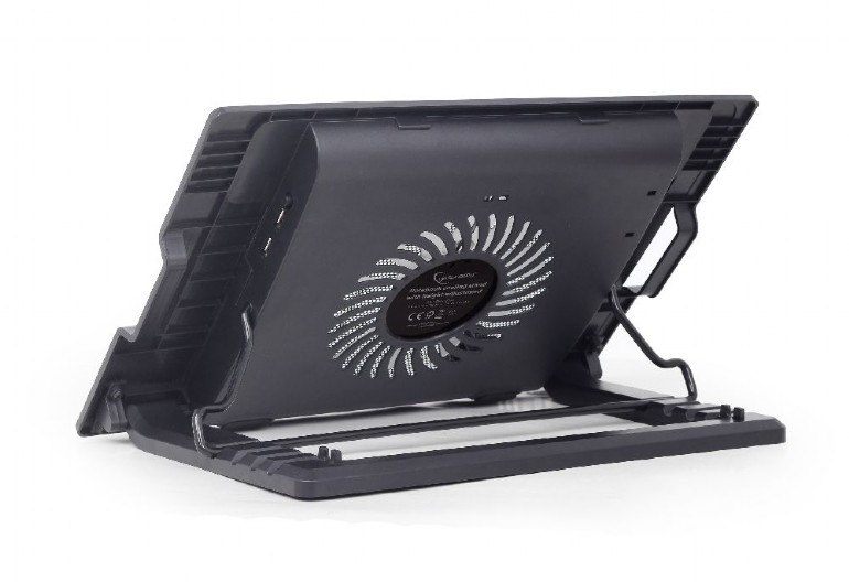 Podstavec pod notebook GEMBIRD NBS-1F17T-01, pre notebooky do 17", 125m ventilátor, LED, čierny 