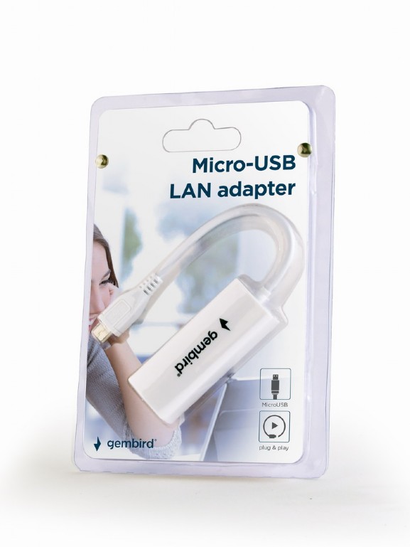 Gembird adaptér MicroUSB 2.0 (M) / LAN RJ45 (F) pre mobilné zariadenia 