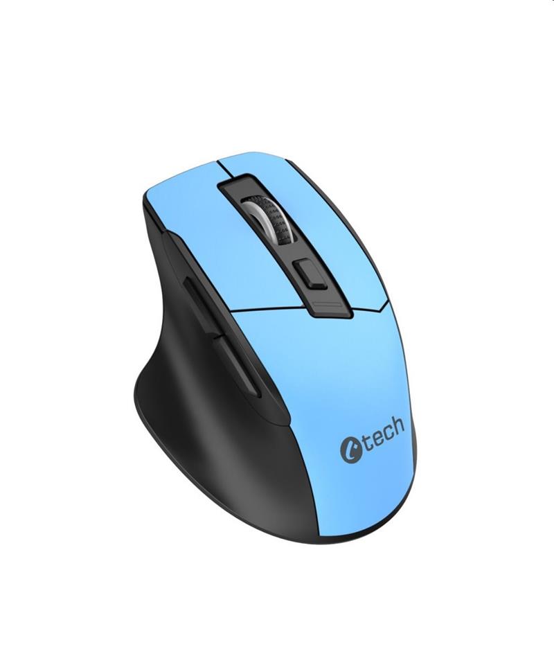 Myš C-TECH Ergo WLM-05, bezdrôtová, 1600DPI, 6 tlačidiel, USB nano receiver, modrá 