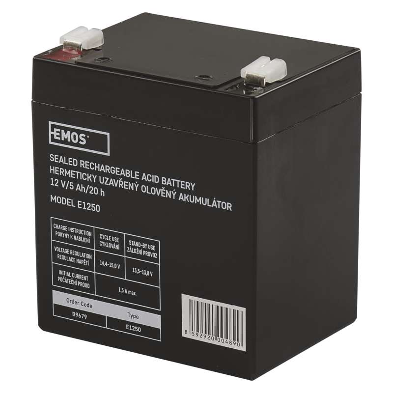 EMOS Bezúdržbový olovený akumulátor 12V/5Ah, faston 6,3 mm 