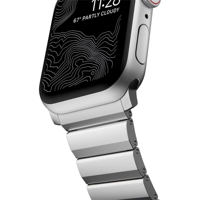 Nomad remienok pre Apple Watch 44 45 49 mm - Aluminium Band Silver Hardware 