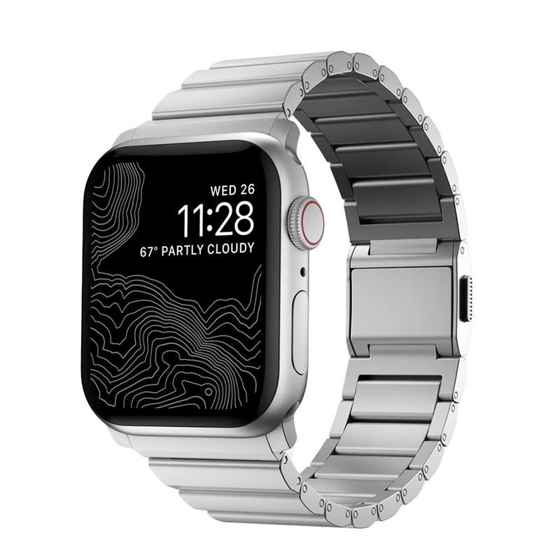Nomad remienok pre Apple Watch 44 45 49 mm - Aluminium Band Silver Hardware 