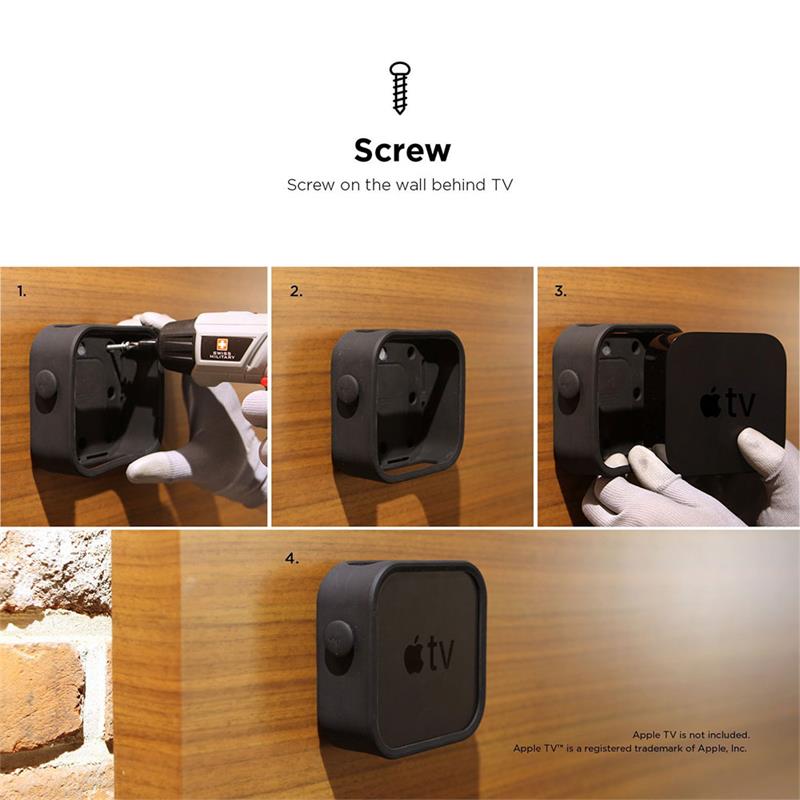 ELAGO Apple TV Multi Mount with magnet technology - Black 