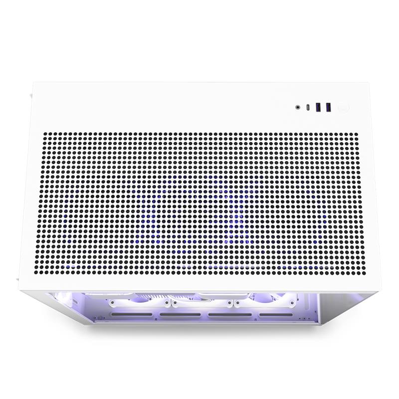 NZXT case H9 Flow  / 4x120mm fan / up to 10xfan / mesh top / glass / white 