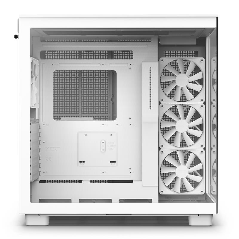 NZXT case H9 Flow  / 4x120mm fan / up to 10xfan / mesh top / glass / white 