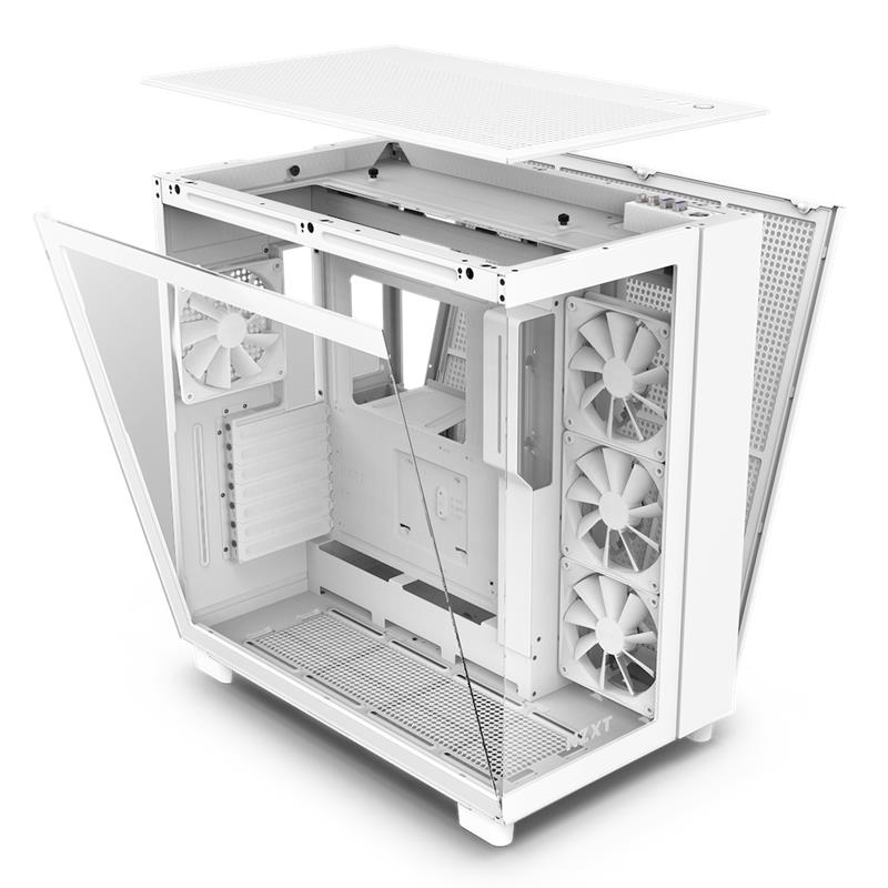 NZXT case H9 Flow  / 4x120mm fan / up to 10xfan / mesh top / glass / white 