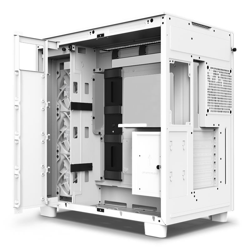 NZXT case H9 Flow  / 4x120mm fan / up to 10xfan / mesh top / glass / white 