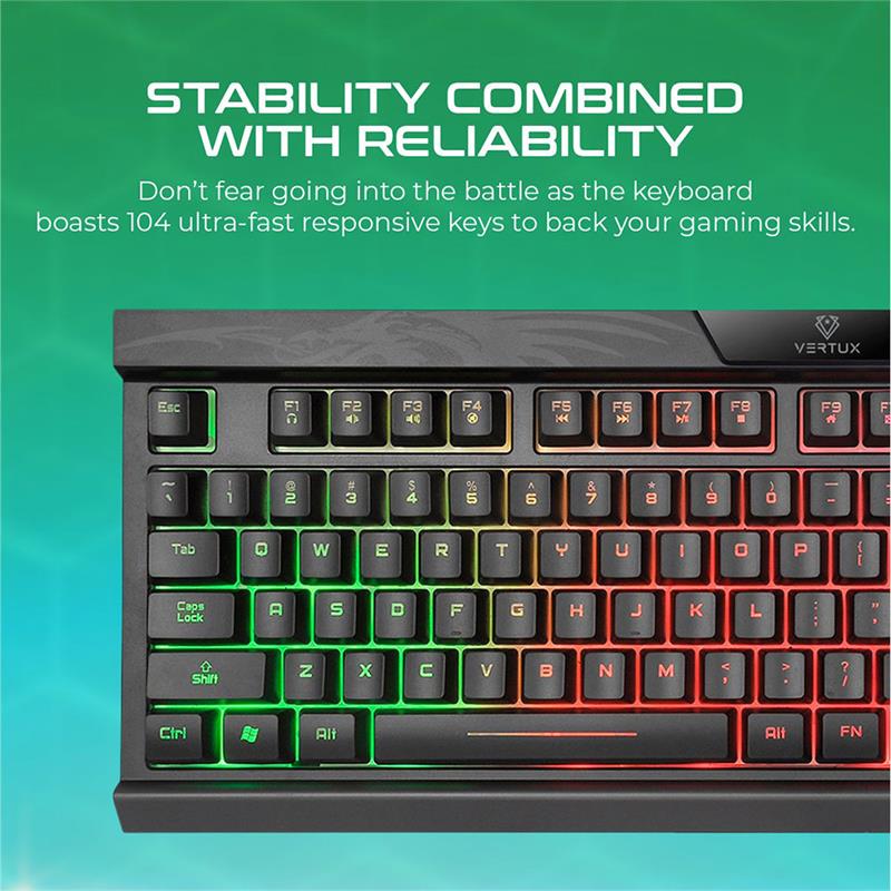 Vertux Gaming Amber Pro Performance Gaming Keyboard - Black (English) 