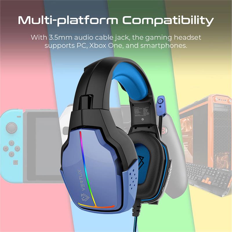 Vertux Gaming Havana High Definition Audio Immersive Gaming Headset - Blu 