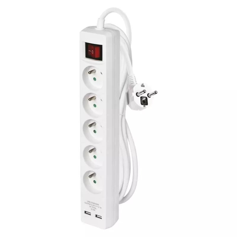 EMOS Predlzovaci kabel 16A (5zás.+ vypínač + 2xUSB) 3M 