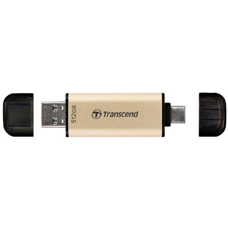 Transcend 512GB JetFlash 930C Dual USB 3.2 Gen 1 Flash Drive - Gold 