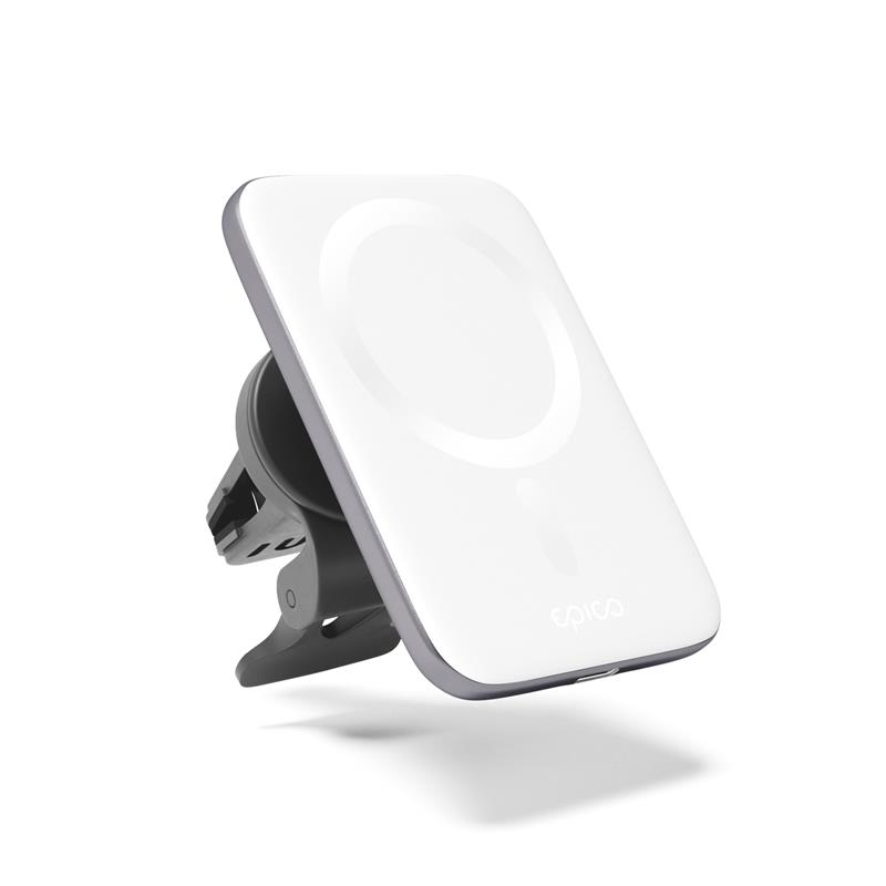 iStores by Epico Ultrathin Wireless Car Charger - MagSafe compatible - Strieborná/biela 