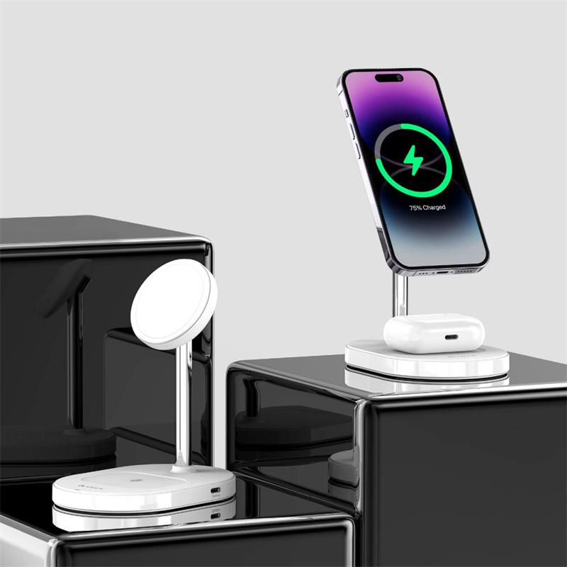 Adam Elements Omnia M2+ Magsafe 2+1 Wireless Charging Station - White 