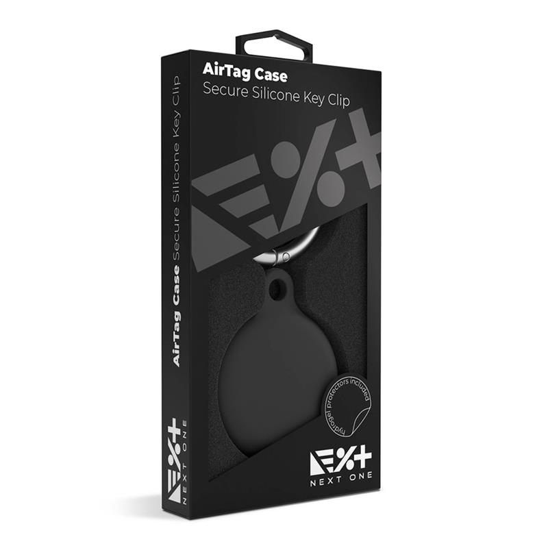 Next One puzdro Secure Silicone Key Clip pre Apple AirTag - Black 