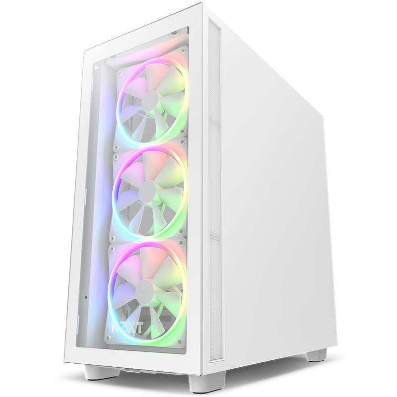 NZXT case H7 Elite edition / 4x140 mm (3xRGB) fan / 2xUSB 3.2 / USB-C 3.2 / tempered glass side and front side / white 