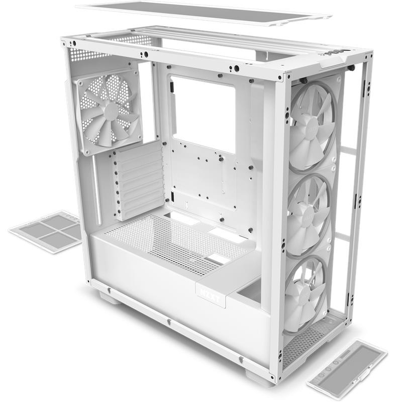 NZXT case H7 Elite edition / 4x140 mm (3xRGB) fan / 2xUSB 3.2 / USB-C 3.2 / tempered glass side and front side / white 