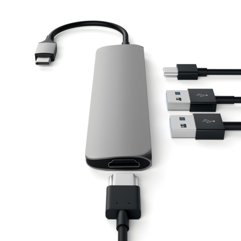 Satechi USB-C Slim Multiport adaptér - Space Gray Aluminium 
