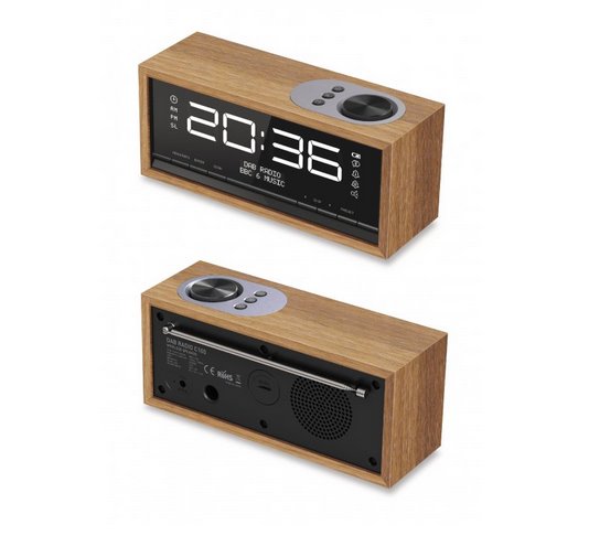 CARNEO C100, rádio DAB+, FM, BT, budík, OLED, drevo  