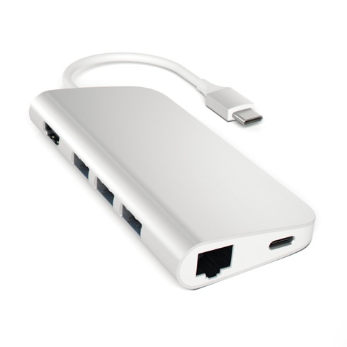 Satechi USB-C Multiport adaptér 4K 8ports - Silver Aluminium