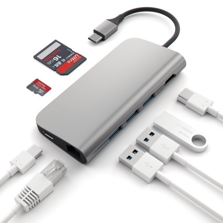 Satechi USB-C Multiport adaptér 4K 8ports - Space Gray Aluminium 