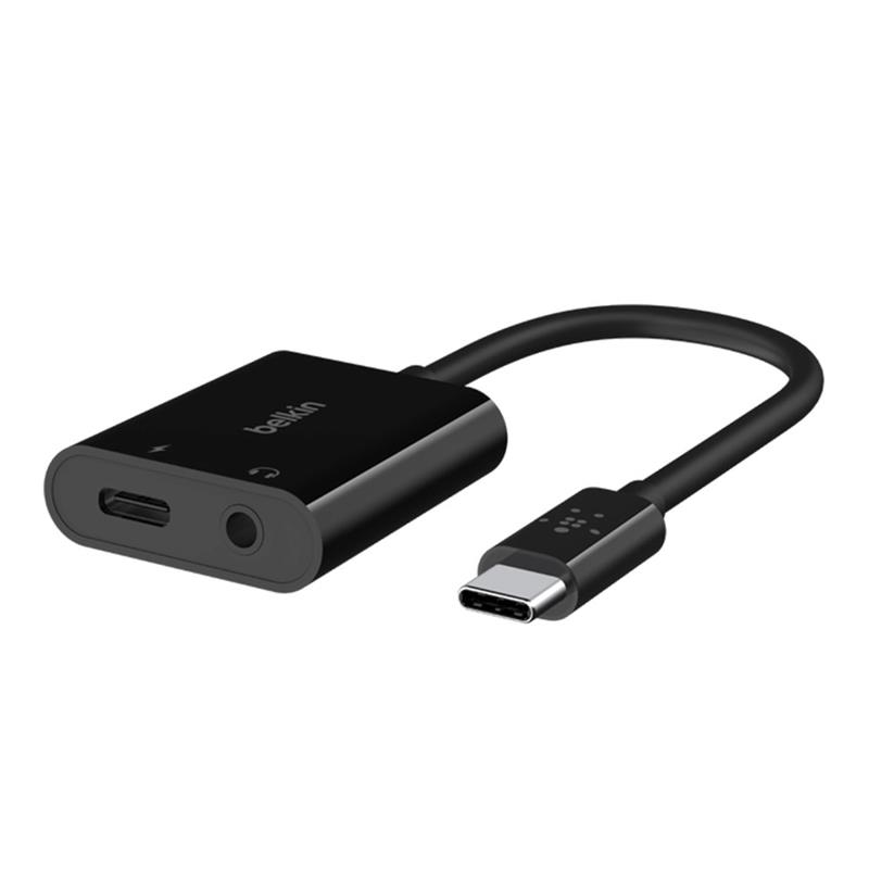 Belkin RockStar 3.5 mm Audio + USB-C Charge Adapter - Black